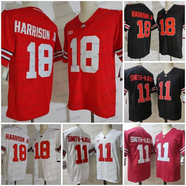 Штат Огайо Buckeyes 11 Jaxon Smith-Njigba Football Jersey 18 Marvin Harrison Jr. Red White Black Mens College Football Jerseys 150th