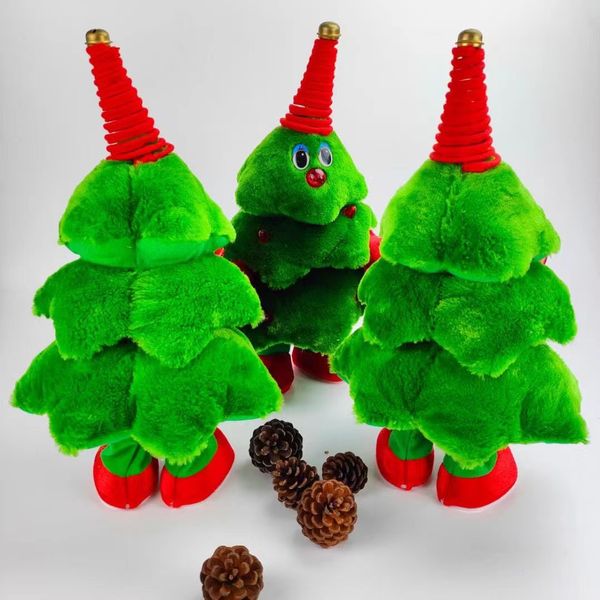 ￁rvore de Natal el￩trica Toys de pel￺cia Guitarra Sax Papai Noel Elk Cante e dan￧a Festa de F￩rias Gifts