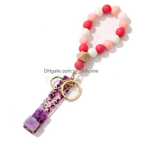 Schlüsselanhänger Mode Mädchen Frauen Schmuck Armband Holz Chip Sile Kopf Keychain Party Gunst Wristlet Quasten Handchain Schlüssel Ring Drop Del DHPWG