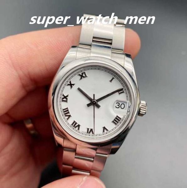 Damenuhr, automatisch, mechanisch, 31 mm, silberfarben, Datejust, weißes römisches Zifferblatt, Stahl, automatische Uhren, 2813-Uhrwerk, Saphir-Tauchen, Damenmode, Mädchen-Armbanduhren, Geschenk