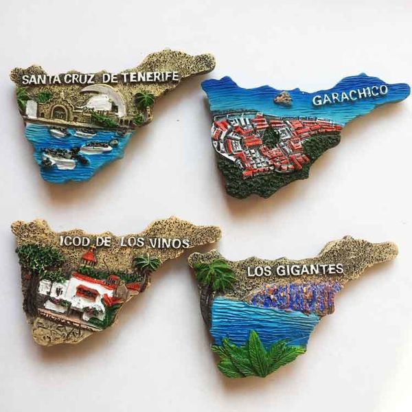 Decorazioni natalizie fatte a mano Tenerife Spagna Resina Mappa 3D Magnete per frigorifero in resina Souvenir turistici Frigorifero Adesivi magnetici Decorazioni per la casa 221129