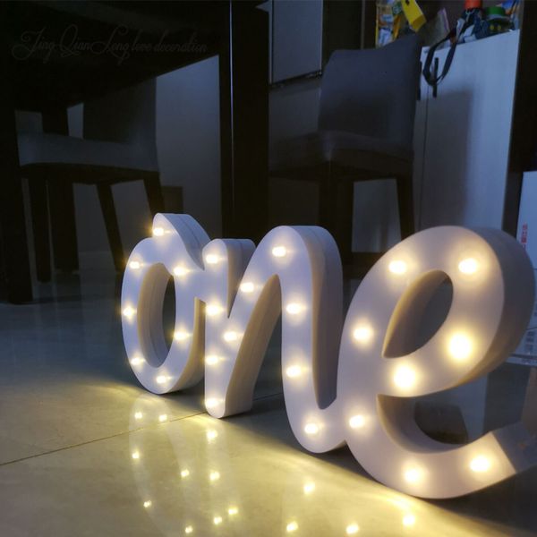 Objetos decorativos Figuras Um LED ilumina Wooden One Sign Cake Smash First Birthday Po Shoot Pography Prop 221129