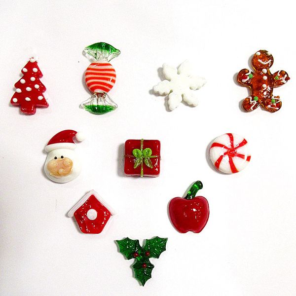 Noel Süslemeleri El Yapımı Cam Noel Ağacı Şeker Hediye Kar Tanesi Gingerbread Man Apple House Noel Baba Sevimli Buzdolabı Buzdolabı Mıknatıs Dekor 221129