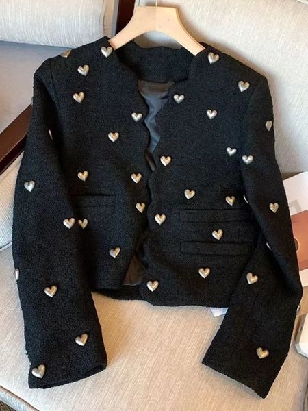 Wo Fashion High Street Chore Chare Commere Tweed Jacket Короткое пальто осень зимнее французские винтажные элегантные топ