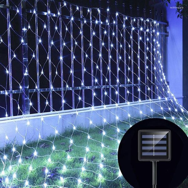 Dizeler güneş enerjisi ağı LED dize ışıkları su geçirmez 8modes 1.1x1.1m 2x3m Düğün Partisi Festivali Noel Dekoru İçin Perde Peri Lambası