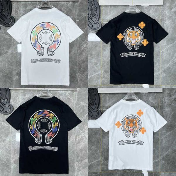 Moda lüks kadın tişört marka ch t-shirt üstleri tees erkek kadın sanskrit mektup kısa kollu at nalı çift tişörtler tasarımcıları Polos tshirts çapraz unisex tee hm85