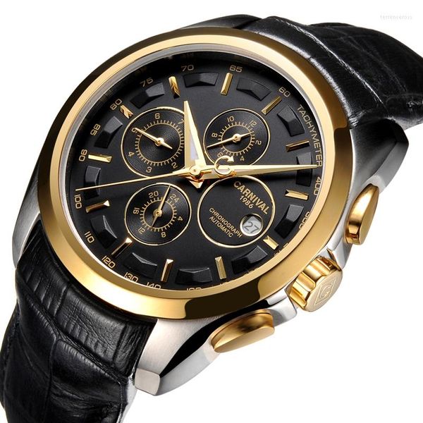 Relógios de pulso carnaval homens relógios de relógio mecânico automático Sapphire RELOJ HOMBRE WAISTWATCHE C-8629-5