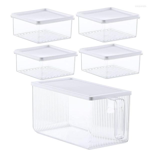 Bottiglie di stoccaggio Organizer per frigorifero ad alta capacità da 5 pezzi con coperchio e maniglia per armadi da cucina a microonde per lavastoviglie