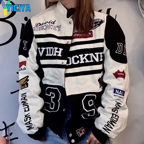 Wo yiciya bombardeiro mulher time do colégio American Baseball Moda Brand Racing Casas de carro bordou o casal de hip hop 221129