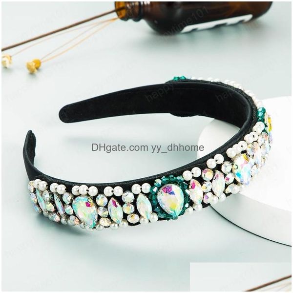 Bandas da cabeça MTI colora de diamante para a feminina de luxo Made Made Crystal Haird Band Band Bridal Wair Hair Drop Drip Dat entre Dhm02