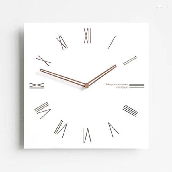 Orologi da parete Orologio silenzioso nordico Orologio digitale minimalista piccolo quadrato bianco Design creativo per la casa Decorazione Reloj Pared