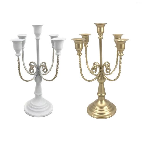 Titulares de vela 5 titular de metal candelabra ornamento decorativo Candlestick Presente para o aniversário de casamento Dining Tealight