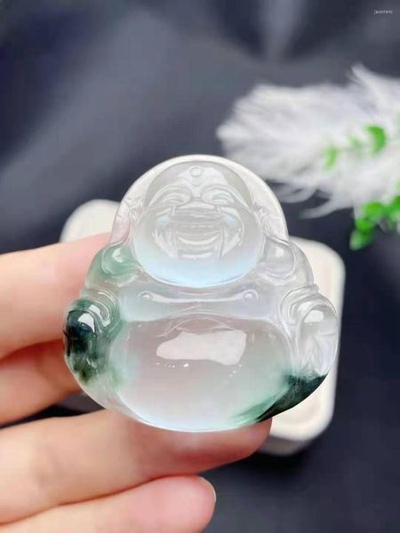 Collane con ciondolo Giada naturale Un Buddha verde intagliato a mano Collana di giadeite Pendenti Gioielli Donna Uomo