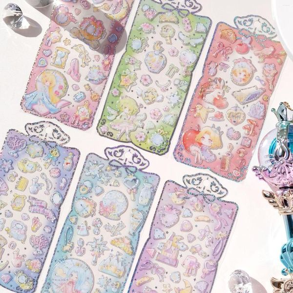 Confezioni regalo 3D Cute Princess Adesivi rosa Diario telefonico Planner Deco Cristallo trasparente Scrapbook Sticker Junk Journal Forniture artigianali fai-da-te