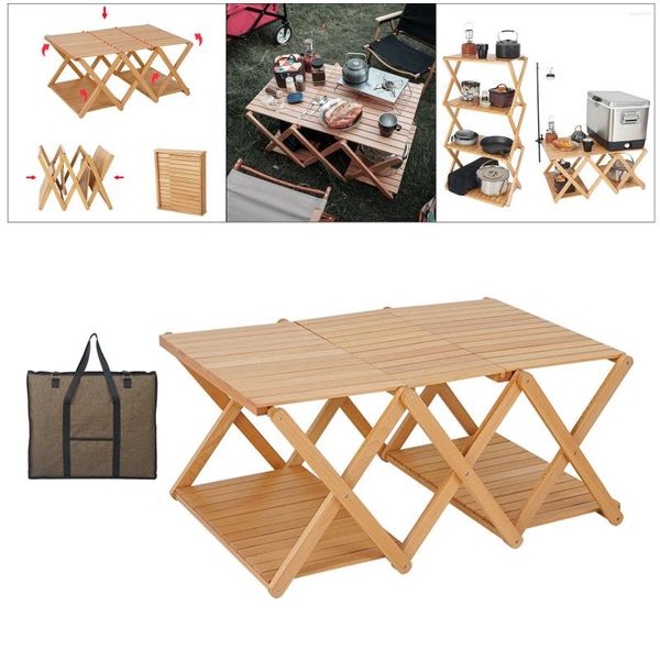 Móveis de acampamento dobrável mesa de madeira maciça acampamento portátil dobrável ao ar livre bolo de piquenique home de madeira