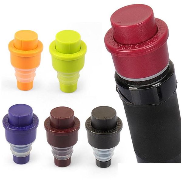 Bar Tools Bar Pressatura Tappo per bottiglia di champagne con data di conservazione Plastica Sile Mti Colore Sottovuoto Tappi per vino rosso Bottiglie sigillate Plu Dhc6R