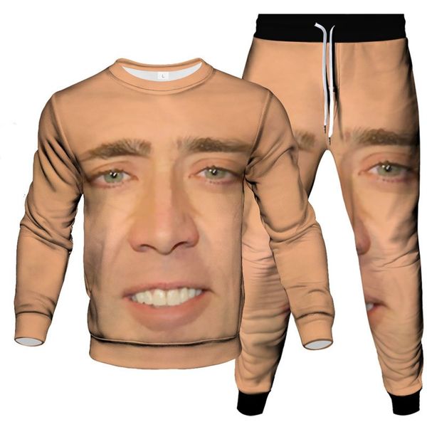 Erkeklerin izleri yeni ünlü aktör Nicolas Cage 3D baskı moda kadınları artı boyutu S-7XL harajuku