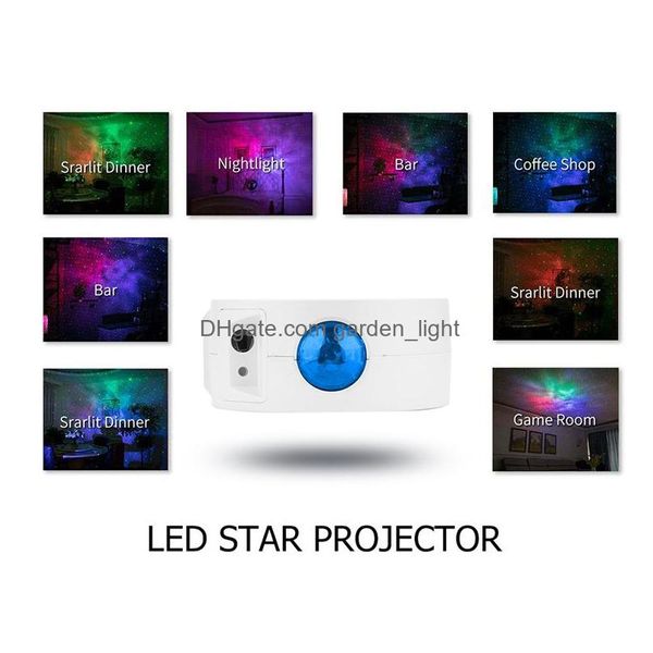 Efeitos de LED Sky Starry Projector Light Star Moon Night Ocean Woving Lights 6 Cores L￢mpada de ilumina￧￣o para crian￧as Presentes Drop dell Dhpnm