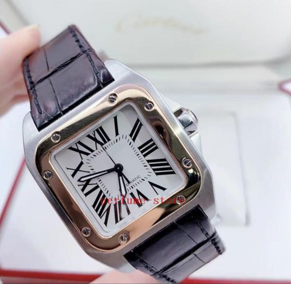 Markenuhr 42 mm Dumont Mechanical Automatic Steel Rose Gold Strap Watch Herrenarmbanduhren ohne Box