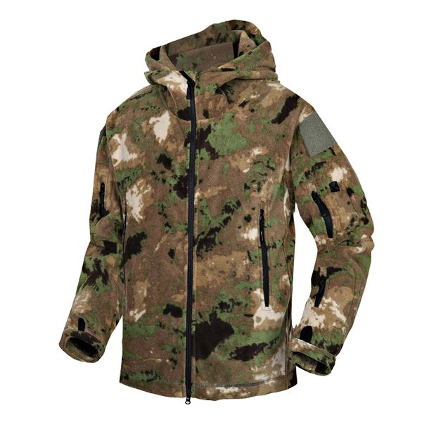 Jackets masculinos Camuflagem de inverno Camuflagem macia Fleece Exército Tático Militar Multi Pockets Térmicos Térmicos Polartec Caaps Capuz 221129