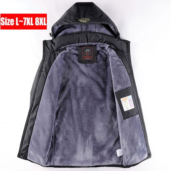 Herren Daunen Parkas Fleece Jacke Plus 7XL 8XL Winter Parka Große Größe 5xl Mantel Männer Mit Kapuze Schnee Oberbekleidung Dicke Warme wasserdichte Männliche 221129