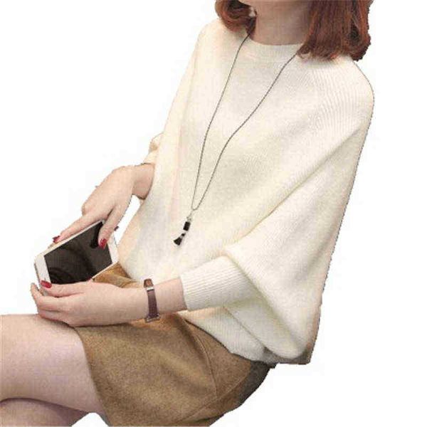 Camisolas femininas 2019 Manga de batwing solto Autumn Sweater Sweater White Knit Moda Feminina Pull New Collection Sweaters and Sweaters PZ2007 J220915