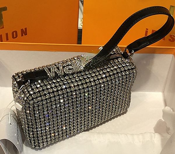 Neues Modell 2022 Abendtaschen Entscheidung und Informationen Strass Damen-Handtasche aus hochwertigem Leder mit Diamanten besetzt unter der Achselhöhle