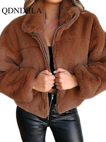 Frauen Pelz Faux Europäischen und Amerikanischen Kleidung Herbst Winter Kaninchen Haar Nachahmung Reißverschluss Strickjacke Plüsch Frau Jacke Mäntel 221128