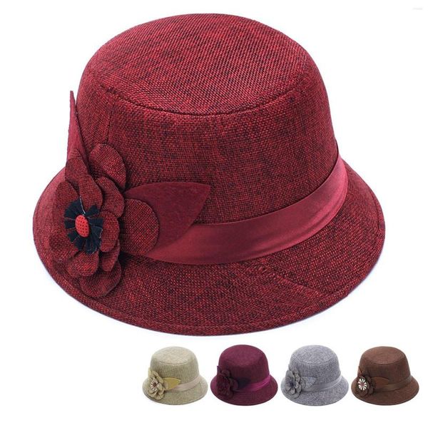 Berets Ausrüstung für kaltes Wetter für Männer und Frauen, Leinen-Sonnenschutzhut, Sonnenschutz, atmungsaktiv, große Blume, Prinzessin, Strohwolle, Trapper