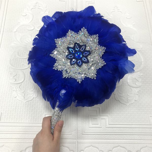 Objetos decorativos Figuras 1pcs de tamanho pequeno Africano ganso Feather Handfan para dan￧a Mariage Wedding Decoration Hand Fan Blue Nigerian Feathers Fan 221129