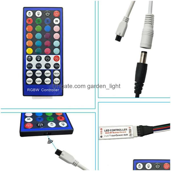 RGB Controllers RGBW Светодиодный контроллер 4 канала Dimmer 40Keys 5pins IR дистанционное управление для SMD 5050 Strip Light DC12V24V Wi -Fi Del Del DHP5NN