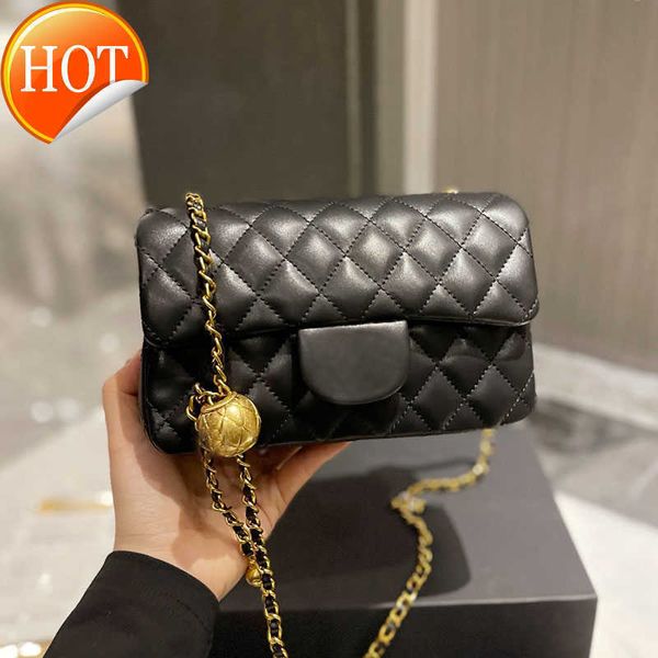 Bolsas de ombro de designer de luxo feminino Moda Mini Mini Flaperon Small Square Bag Saco de textura Salto de peito de ouro Ajuste Factory Gold Ball Sales Direct Sales