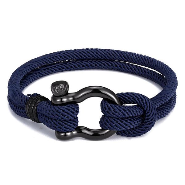 Braccialetti con ciondoli Trendy Corda di colore all'aperto Braccialetto di sopravvivenza fortunato Donna Uomo Fascino nero Fibbia in acciaio inossidabile Amicizia Br Dhgarden Dh15M