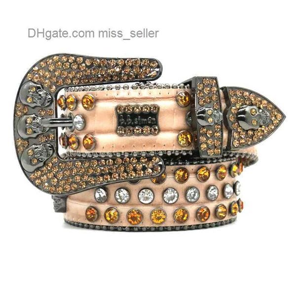 2022 Designergürtel Bb Simon Gürtel Zinklegierung Totenkopfkopf Taillensiegel Nagelperle Diamant handgefertigt Persönlichkeit Straße süßer cooler Stil Miss Seller