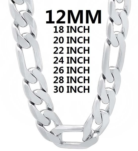 Chokers Solid 925 Colar de cor prateada estampada para homens Classic 12mm Chain cuba de 18 a 30 polegadas Charme de alta qualidade Jewelry Wedding 221128