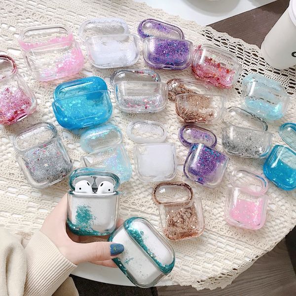 moda Accessori per cuffie Quicksand Star AirPods Pro 1 2 3 Custodie protettive Hipster marca Airpods Pro con paillettes Custodia rigida per PC