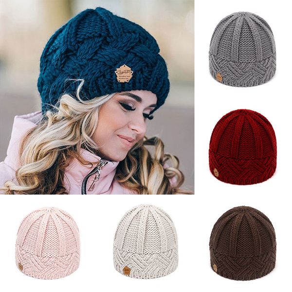 Beanie/Totenkopfkappen BeanieSkull Mode Frauen Herbst Winter Hut Motorhaube Femme Chunky Dicke Stretchy Hüte Faux Pelz Weibliche Warme Gestrickte Beanie Mädchen 221129