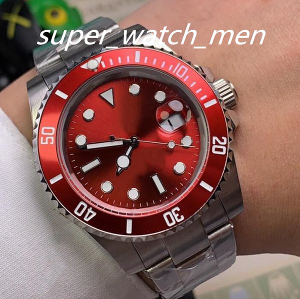 2023 New Date Red Dial 116610 40mm Asian 2813 Automatic Mens Watch Cassa in acciaio 316L Cinturino in acciaio inossidabile Vetro zaffiro Sport Gents Watchese Luminoso