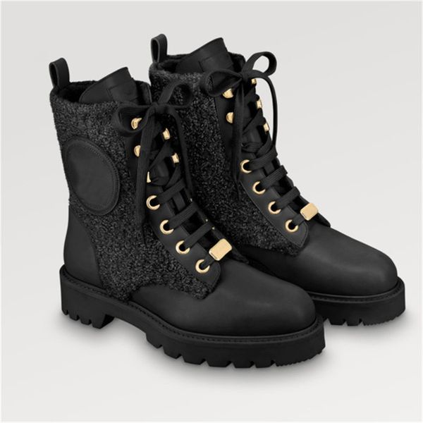 Territory Flat Ranger Stiefeletten Damen Martin Stiefel Dame Mode Wolle Winter Leder Combat Boot Sneakers