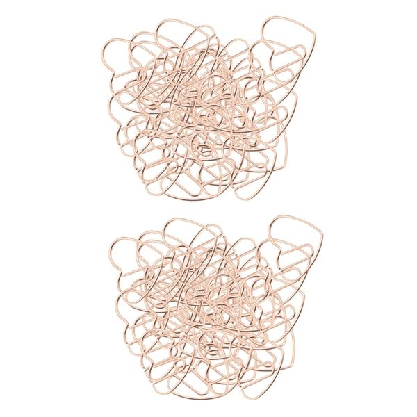 Attrezzature espositive pubblicitarie 200 pezzi Piccole graffette a forma di cuore d'amore Clip segnalibri per ufficio Scuola Casa Graffette metalliche Oro rosa 221130