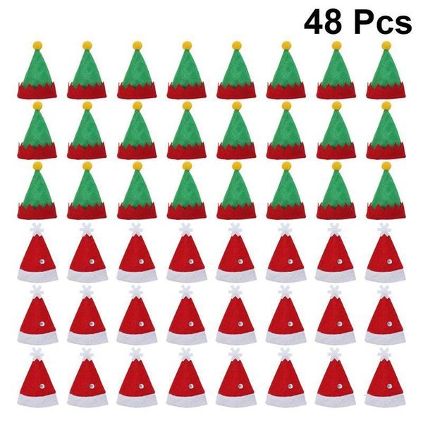 Decorações de Natal 48pcs Mini Hats Fashion Lollipop envolve Toppers Candy Packing Wine Bottle Caps 221130
