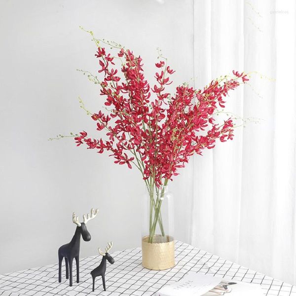 Декоративные цветы искусственное цветочное цветочное дендробиум -орхидея симуляция подделка для дома украшение свадебное декор для шарф набор