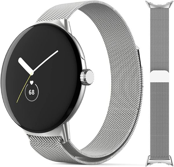 Per Google Watch Cinturini milanesi con chiusura magnetica Cinturini sportivi in metallo in acciaio inossidabile compatibili con Pixel Smartwatch