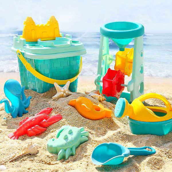 Sand Spielen Wasser Spaß Sommer Strand Spielzeug für Kinder Box Set Kit Eimer Pit Werkzeug Outdoor Kinder Junge Mädchen Geschenke 221129