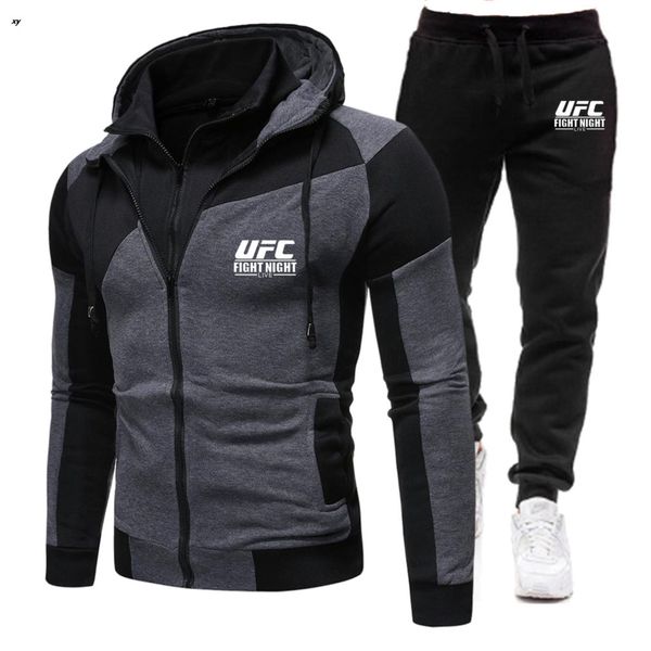 Herren Trainingsanzüge Mode Sportbekleidung Reißverschluss Hoodie Lässige Sportarten MMA Kapuzen 2-teiliges Sweatshirt Jogginghose 221130