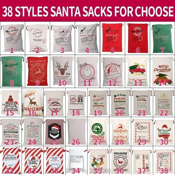 Noel Dekorasyonları 50 Styles Santa Çuvalları Büyük Hediye Socking Bag Claus Çocuklar Şeker Drawstring Festival Dekorasyonu 221130
