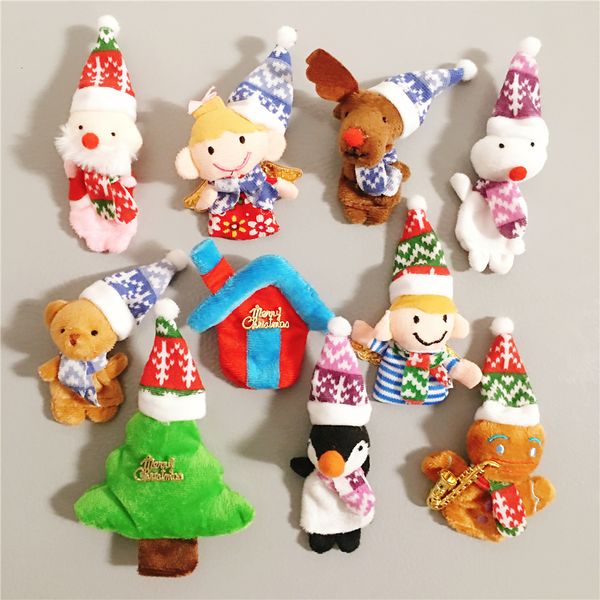 Decorações de Natal 10pcs Plush Animals Merry Fridge Imdnets Refrigerador Decoração do Ano de Cozinha Brinquedos de Presente Para Crianças Navidad 2023 221129