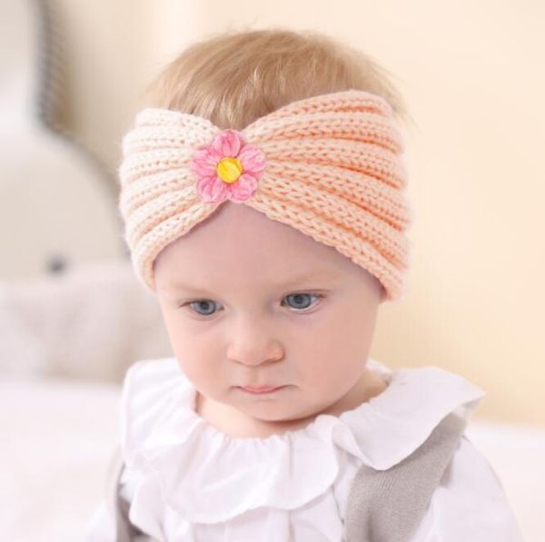 INS Moda Baby Inverno Bandas de cabeça quentes Chapéus de lã de lã Acrílico Acessórios de cabelo malha envolve a cabeça de Turbano Elastic de Proteção de Cabelo Caps de Ski Feanie