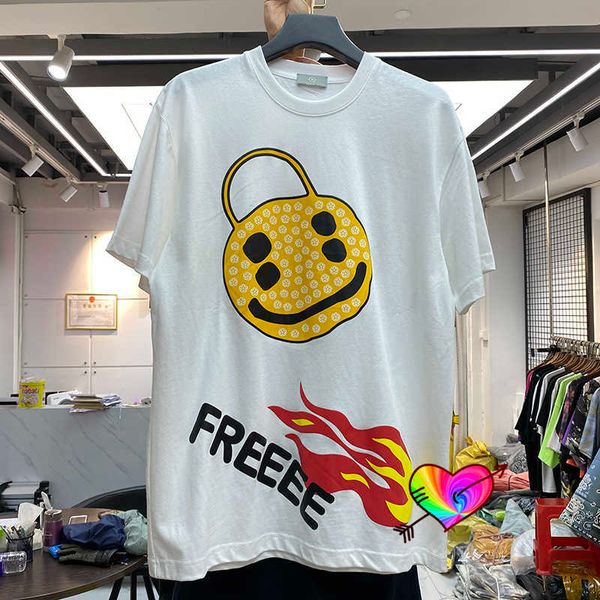 Erkek Tişörtler 2021 Beyaz CPFM T-shirt Erkek Kadın Free Alev Baskı Kuşları Arılar CPFM TEE Yüksek Kalite Kaktüs Bitki Bit Pazarı Kısa Kol Üstleri T221130