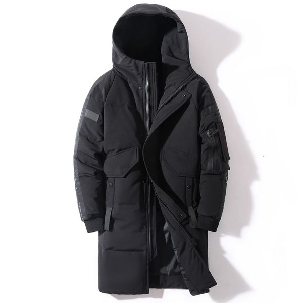 Coletes masculinos Winter Long Parka Mens Down Jacket Capeled Modaned Men Men à prova d'água do vento